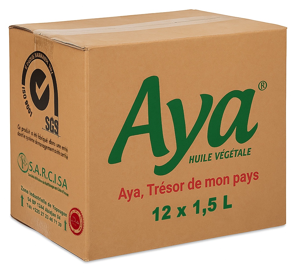 CARTON D'HUILE AYA DE 1,5 L